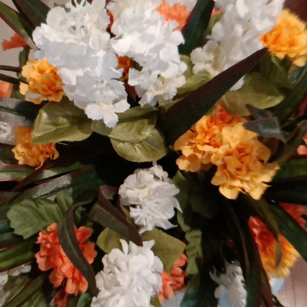 Orange and White Faux Floral Accents One Of A Kind